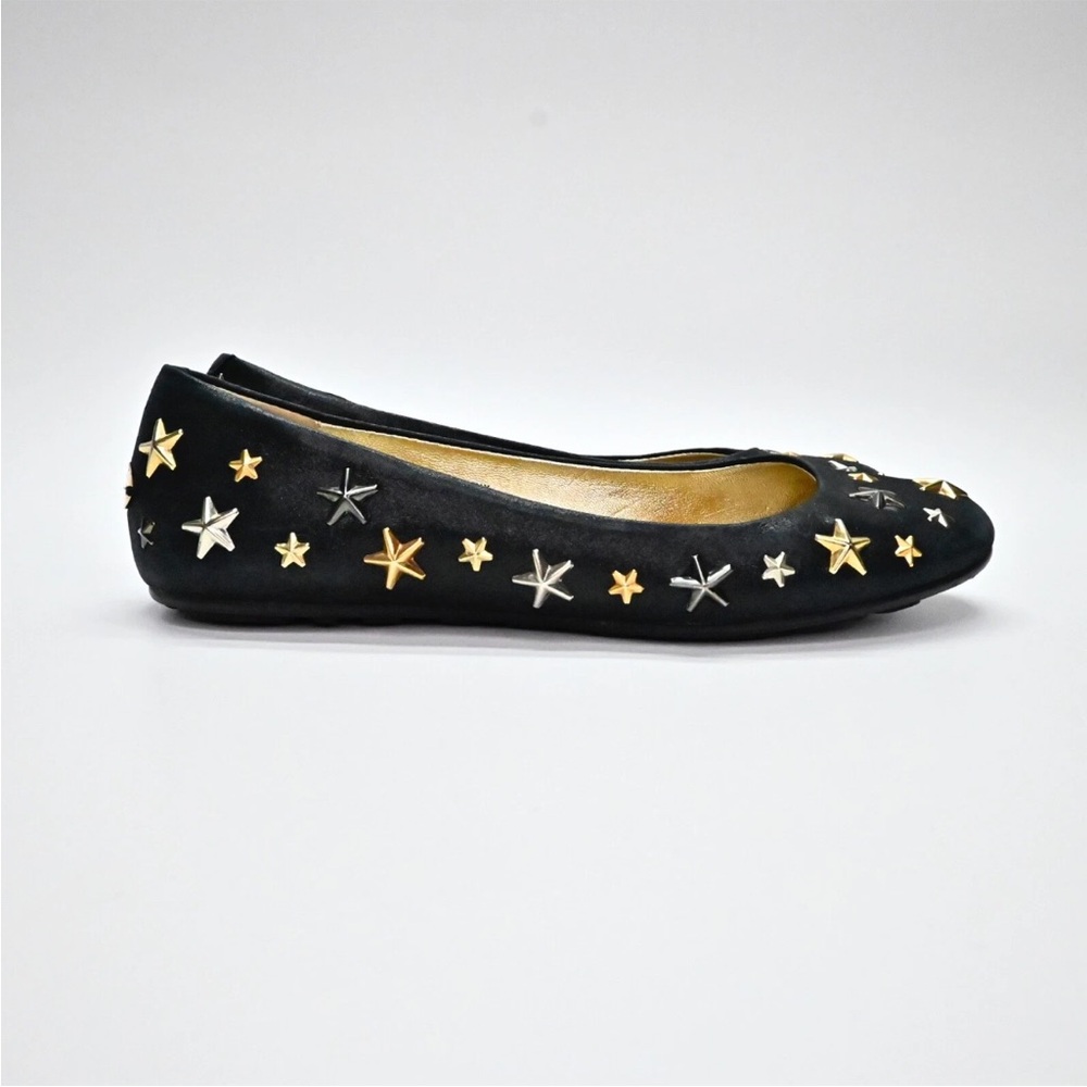 Jimmy Choo Black Flats with Gold Star Accents - Picture 3 of 5